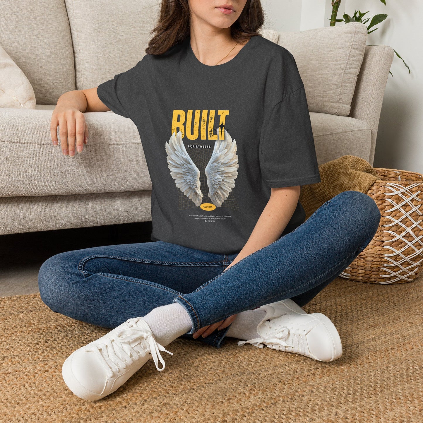 Built For Streets T-Shirt — Bold Urban Graphic with Angel Wings