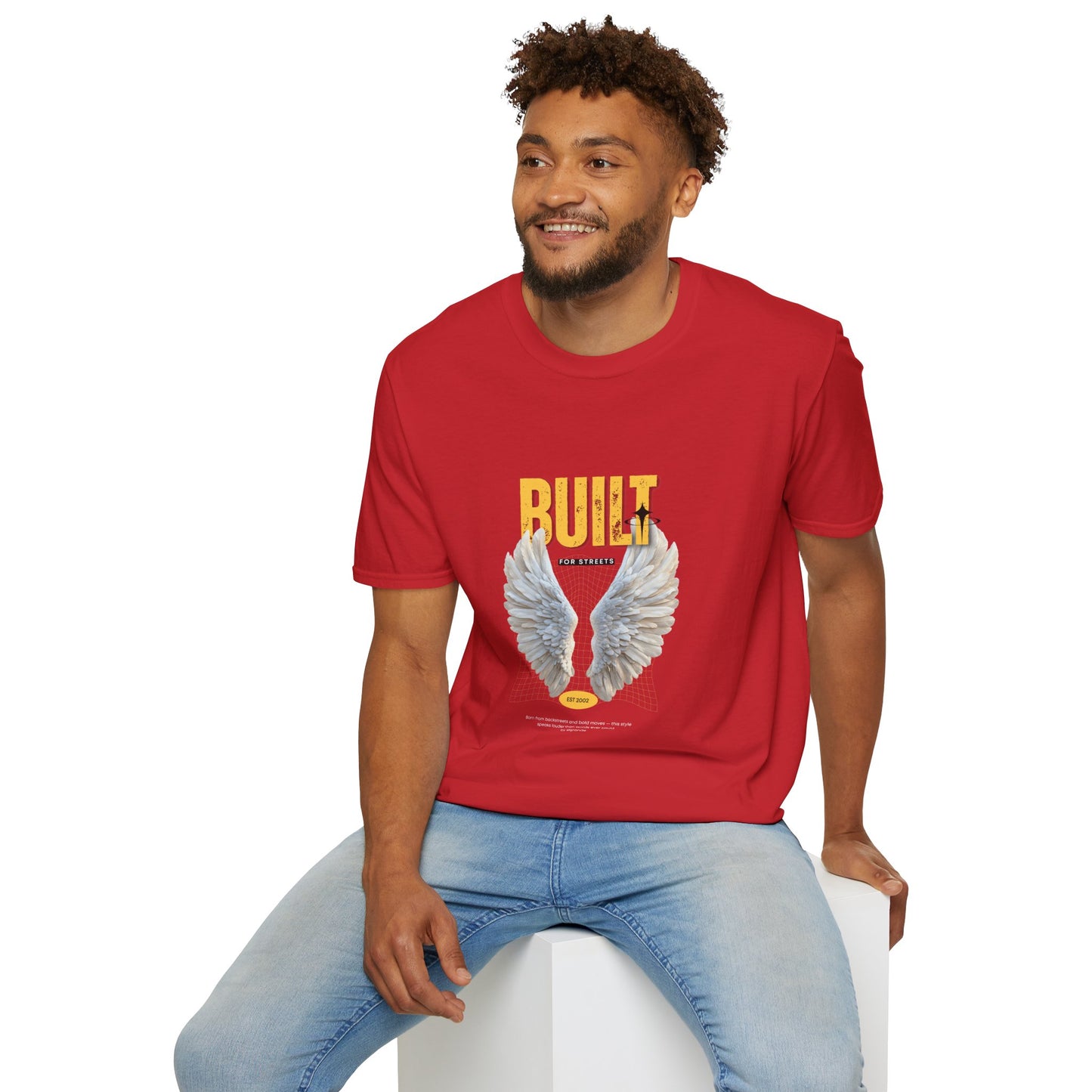 Built For Streets T-Shirt — Bold Urban Graphic with Angel Wings