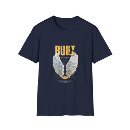 Built For Streets T-Shirt — Bold Urban Graphic with Angel Wings