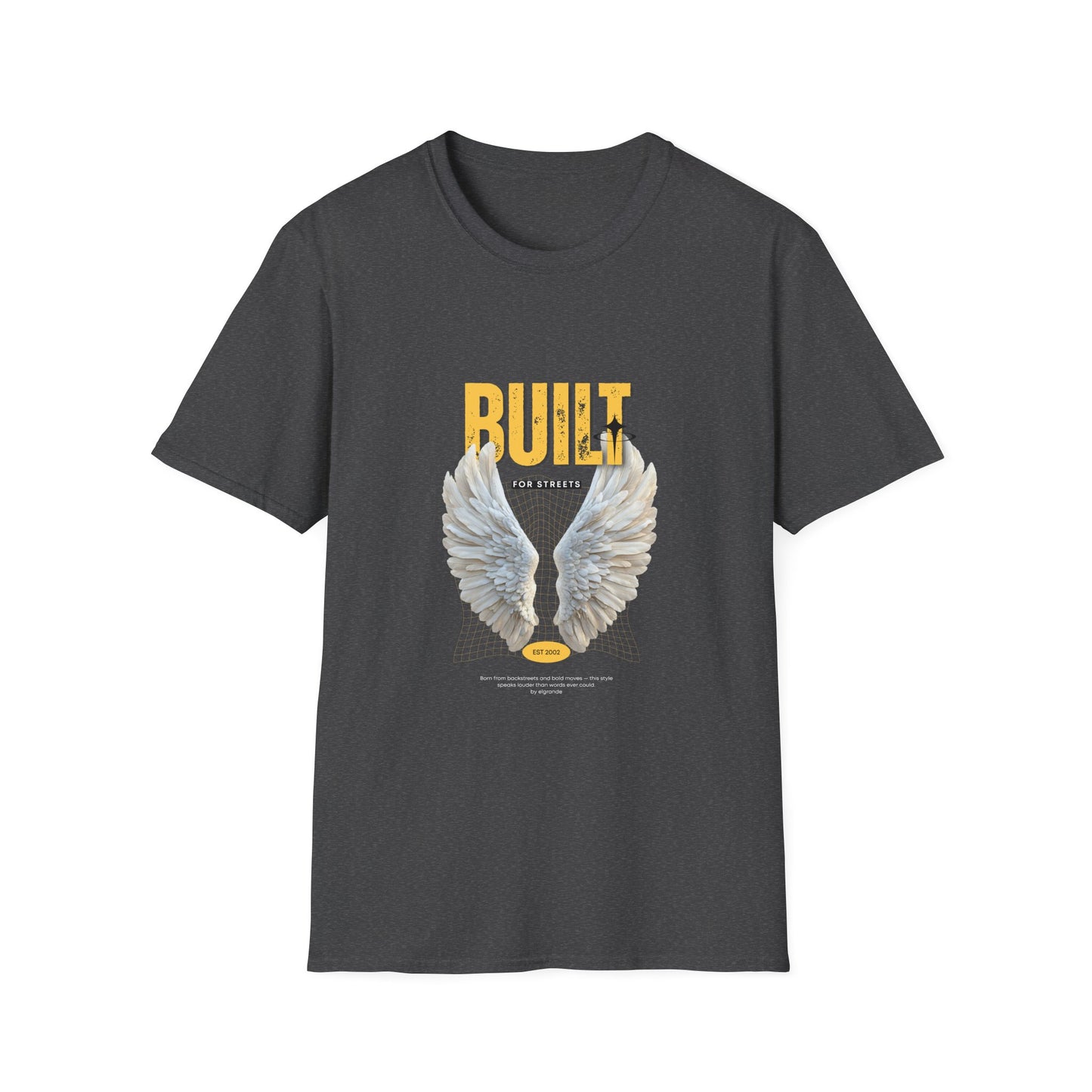 Built For Streets T-Shirt — Bold Urban Graphic with Angel Wings
