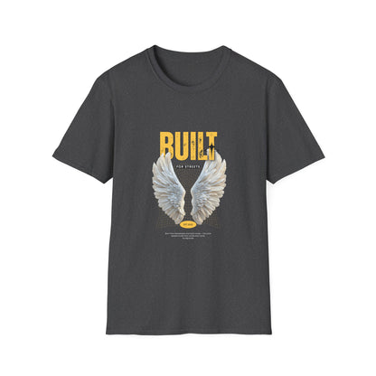 Built For Streets T-Shirt — Bold Urban Graphic with Angel Wings