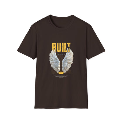 Built For Streets T-Shirt — Bold Urban Graphic with Angel Wings