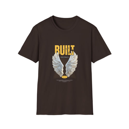 Built For Streets T-Shirt — Bold Urban Graphic with Angel Wings
