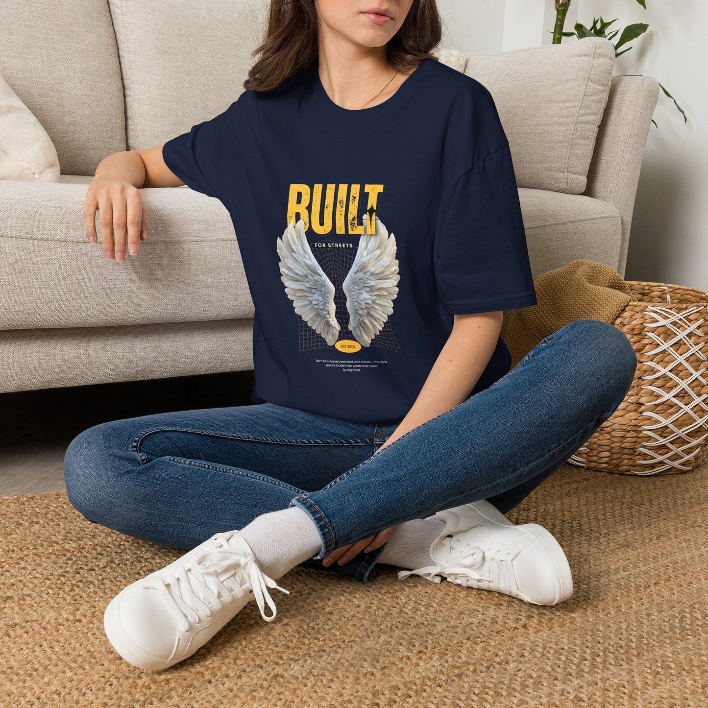 Built For Streets T-Shirt — Bold Urban Graphic with Angel Wings