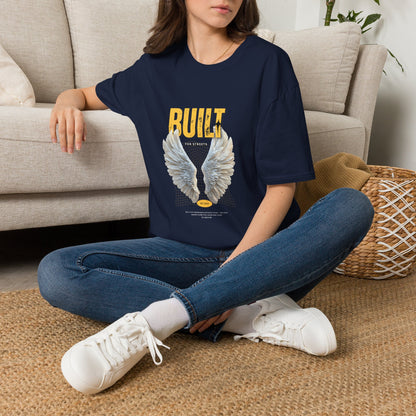 Built For Streets T-Shirt — Bold Urban Graphic with Angel Wings