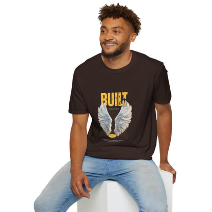 Built For Streets T-Shirt — Bold Urban Graphic with Angel Wings