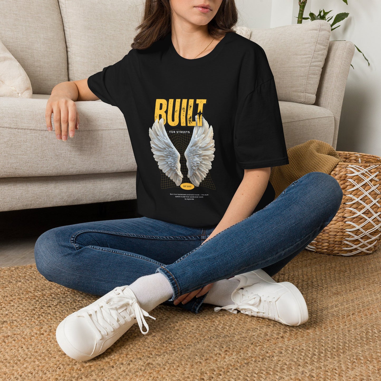 Built For Streets T-Shirt — Bold Urban Graphic with Angel Wings