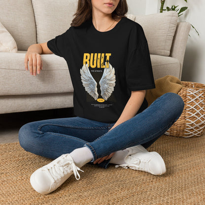 Built For Streets T-Shirt — Bold Urban Graphic with Angel Wings