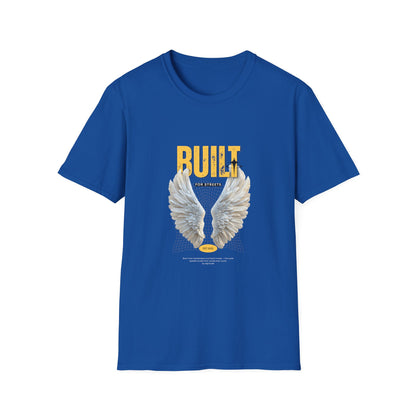 Built For Streets T-Shirt — Bold Urban Graphic with Angel Wings
