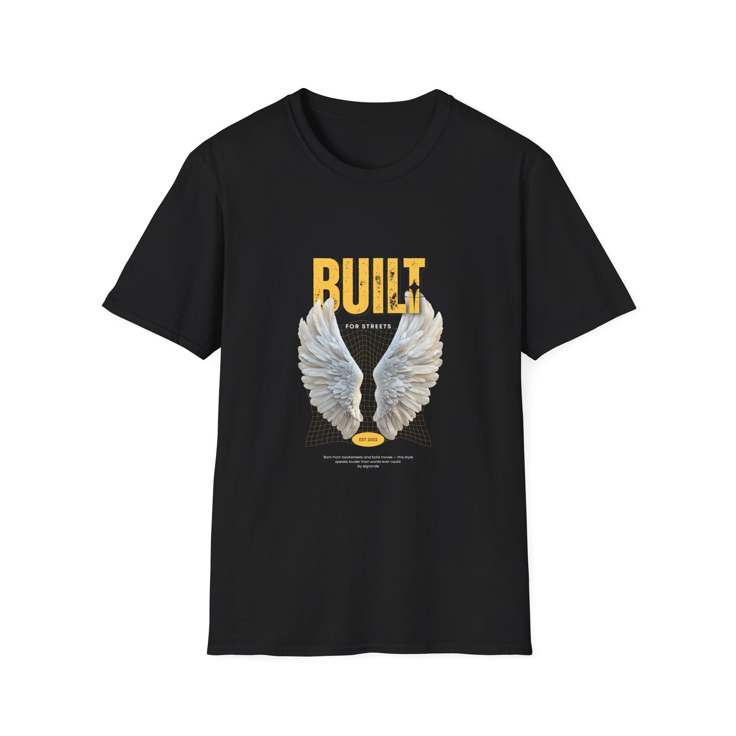 Built For Streets T-Shirt — Bold Urban Graphic with Angel Wings