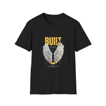 Built For Streets T-Shirt — Bold Urban Graphic with Angel Wings