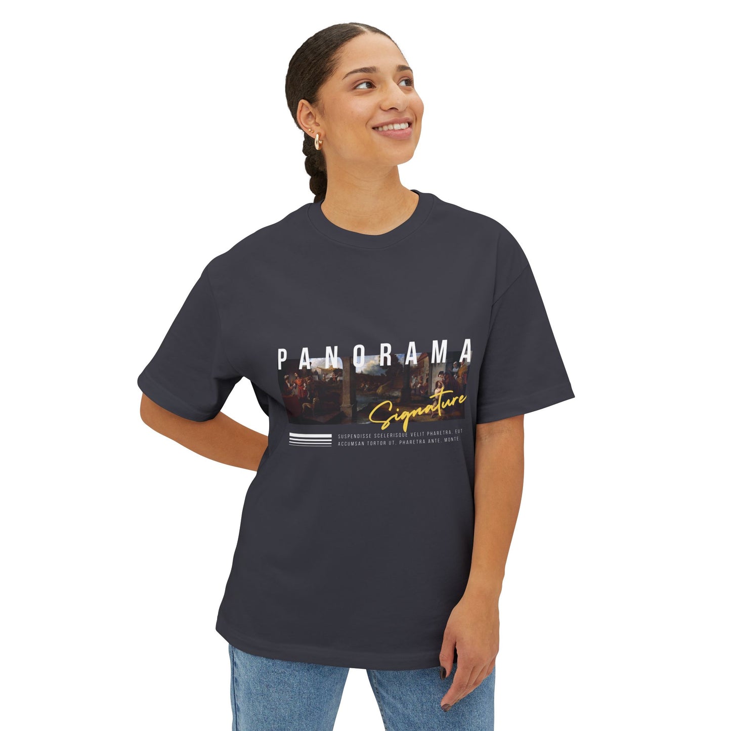 Panorama Signature Graphic Tee — Vintage Band Photo Box Logo T-Shirt